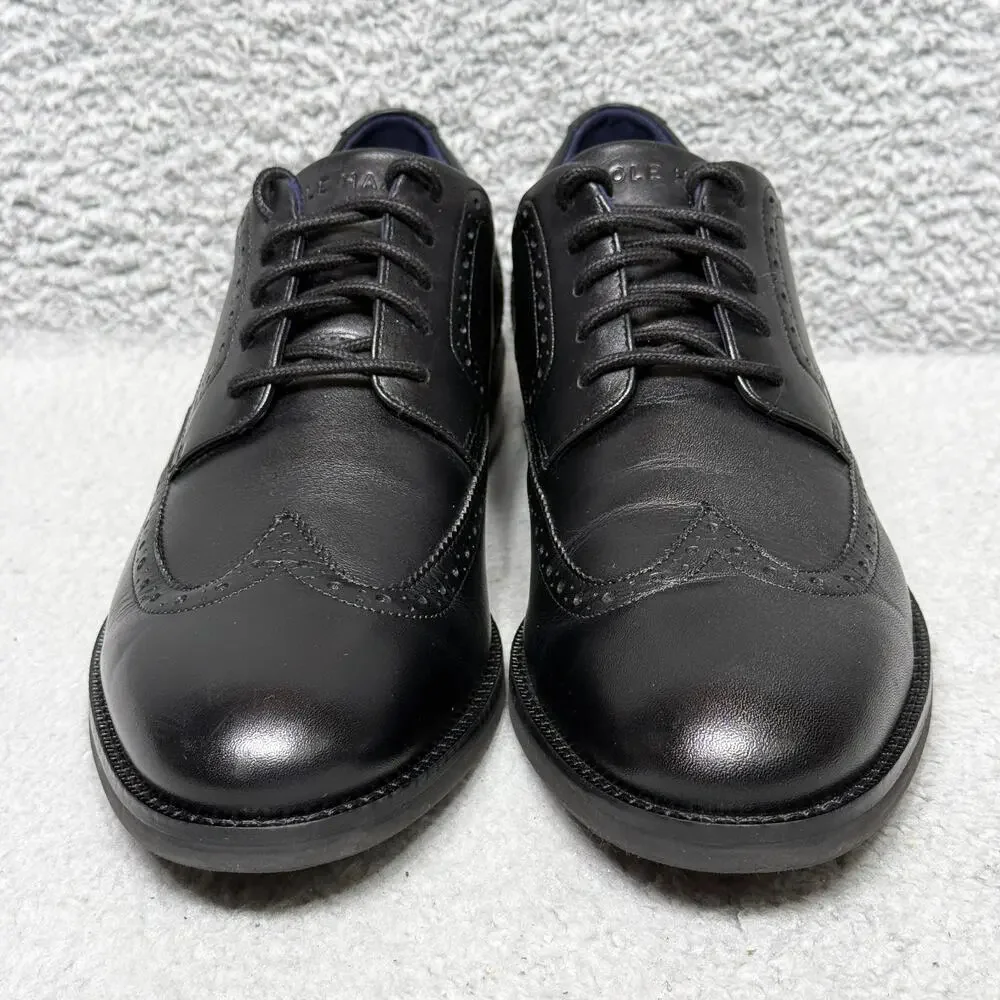 Cole Haan Grand+ Plus DRS Wingtip Mens Size 8.5 Oxford Dress Shoes Black Leather